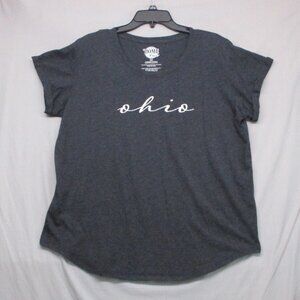 Home Free OHIO‎ U-Neck T-Shirt Dark Gray Women Size | 2X